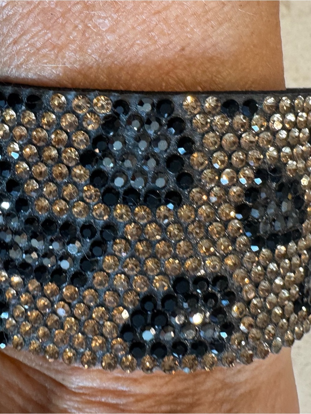 Rhinestone Cuff Bracelet in Black and Gold